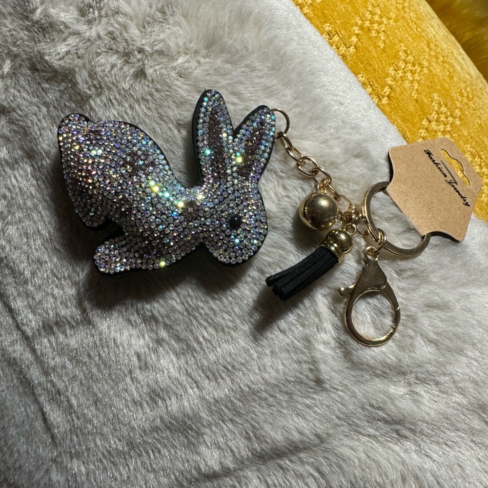 Sparkling Silver Bunny Keychain